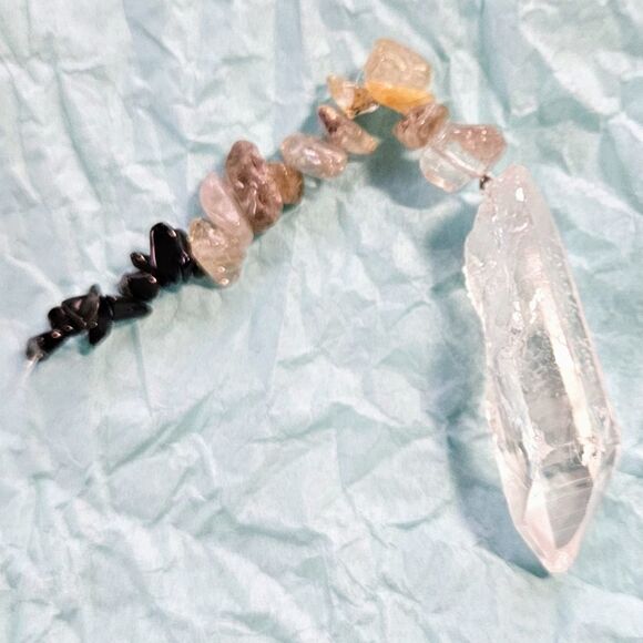 Rutilated Quartz & Obsidian Lumurian Quartz Hand Made Window Water Crystal L8 - Picture 1 of 6